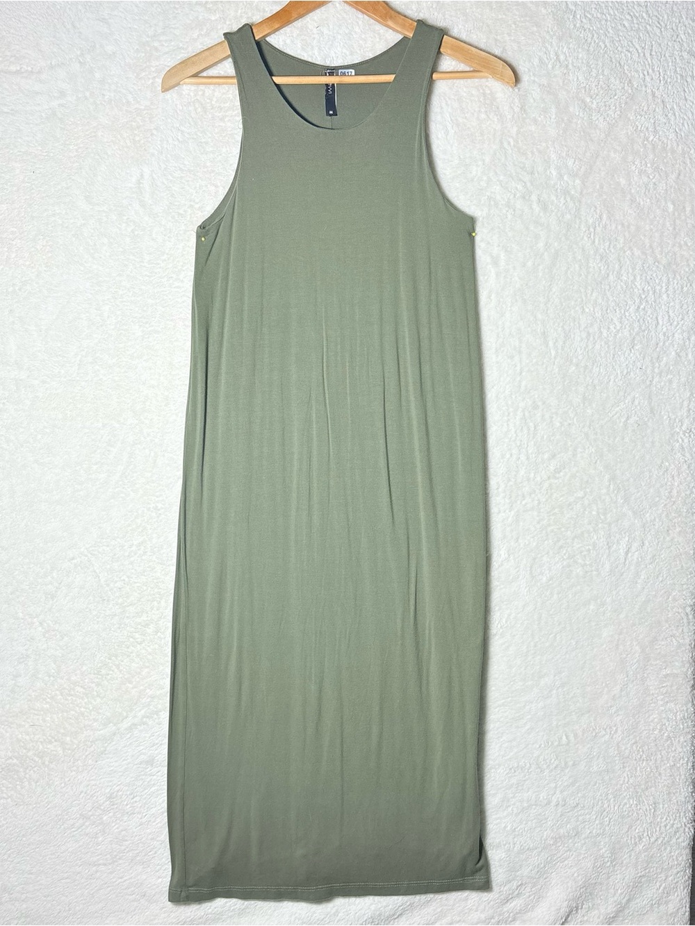Savvi Sleeveless Olive Green Midi Dress - Casual Tank Style Medium 0617